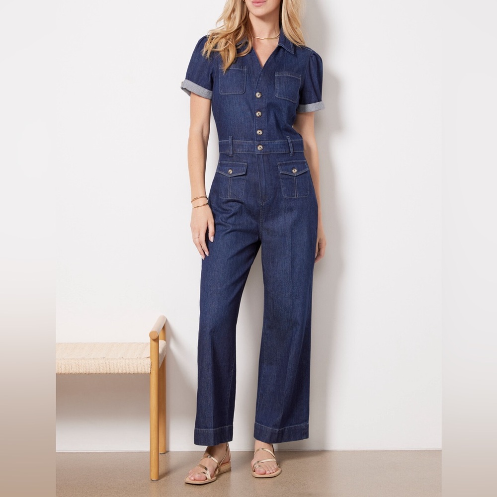 BNWT PAIGE Darla Wide Leg Denim Jumpsuit in Baltimore wash
